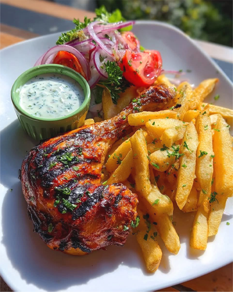 tandoori-chicken-1/4 -med-fries-food-king-punjabi-masala-grill-pizza-spanga